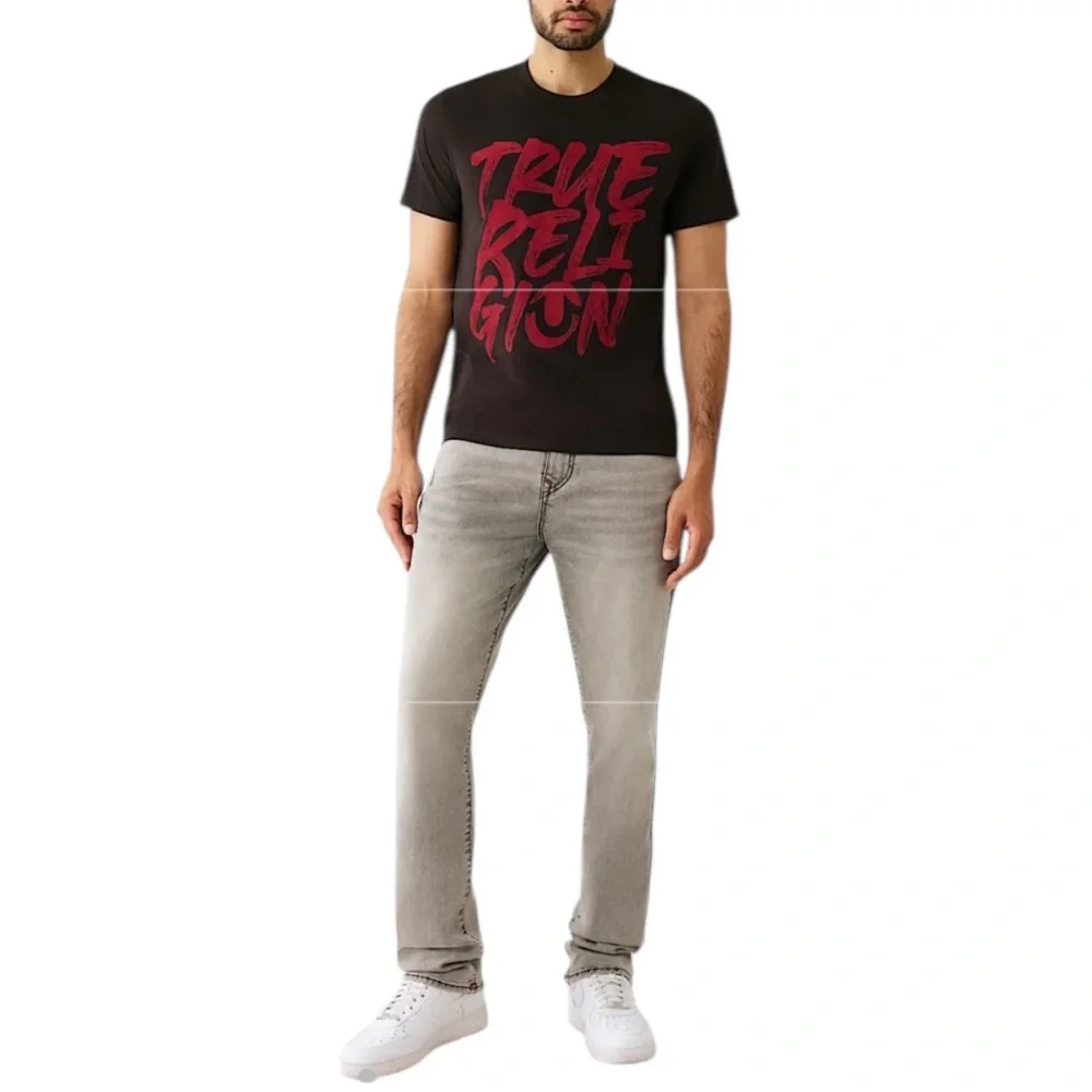 NEW True Religion The Ricky Relaxed Straight Jean Grey Silvery‎ Wash Size 32